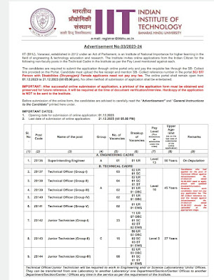 IIT BHU Recruitment 2023 Notification for 63 Non Teaching Posts