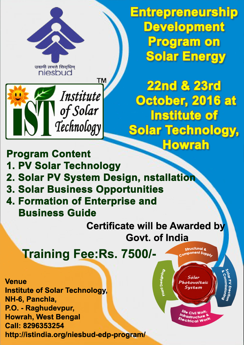 NIESBUD Entrepreneurship Development Program on Solar Energy