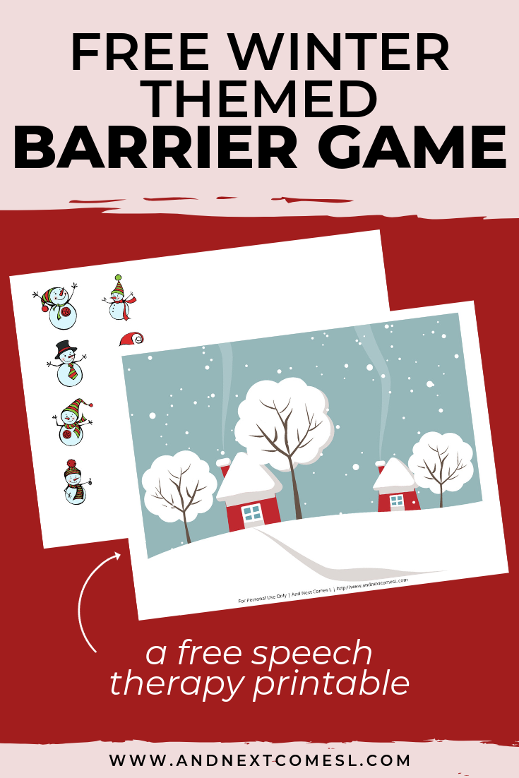 Free speech therapy barrier game: winter themed