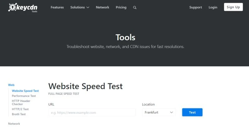 KeyCDN Website Speed Test - Tool Gratis Untuk Mengukur Kecepatan Blog