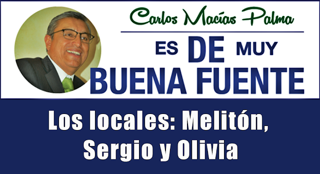 Los locales: Melitón, Sergio y Olivia