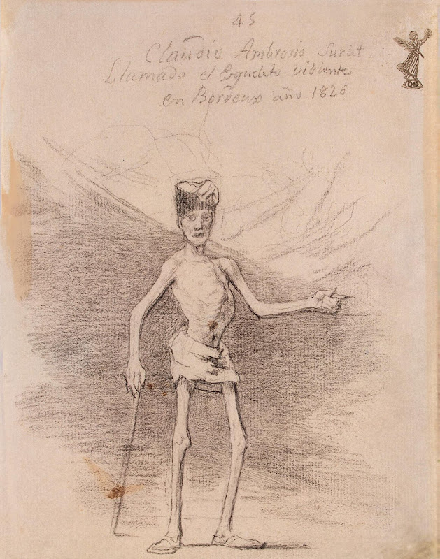 Claudio Ambrosio Surat, Known as the Living Skeleton by Francisco Goya - Genre Drawings from Hermitage Museum