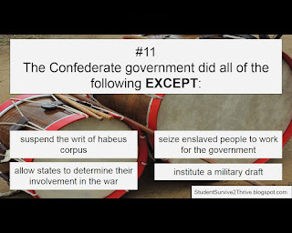 The Confederate government did all of the following EXCEPT: Answer choices include: suspend the writ of habeus corpus, seize enslaved people to work for the government, allow states to determine their involvement in the war, institute a military draft