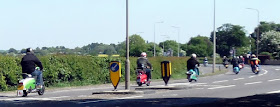 Picture: Memories of the 1960s "Mods" era in May 2018 on the A18 in Brigg as a large group of scooter riders roared through on their way to a rally on the coast - see Nigel Fisher's Brigg Blog