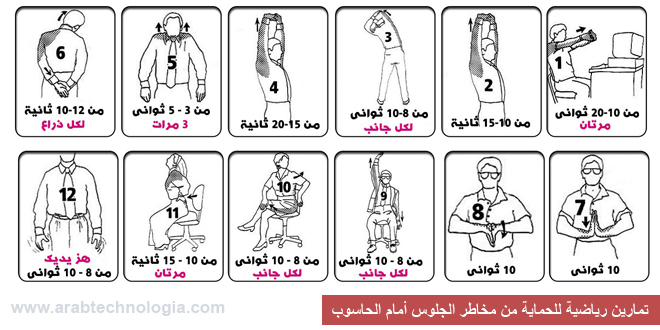 تمارين رياضية للحماية من مخاطر الجلوس أمام الحاسوب