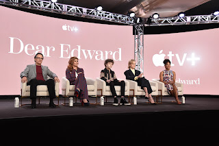 Jason Katims, Creator/Executive Producer, Connie Britton, Colin O’Brien, Taylor Schilling, and Anna Uzele from “Dear Edward” speak at the Apple TV+ 2023 Winter TCA Tour at The Langham Huntington Pasadena.