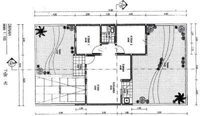 Gambar Denah Rumah Type 45 Minimalis Modern 