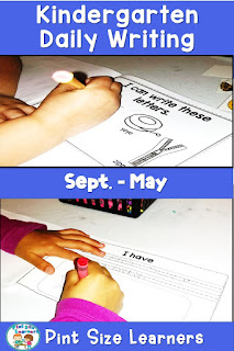 This bundle of kindergarten writing activities is just what you need for an entire school year of kindergarten writing prompts or writing journal. These daily writing activities are perfect for morning work, a writing center, homework or a whole class writing lesson. Each month progresses to help your kindergarten students build their writing skills throughout the year.
