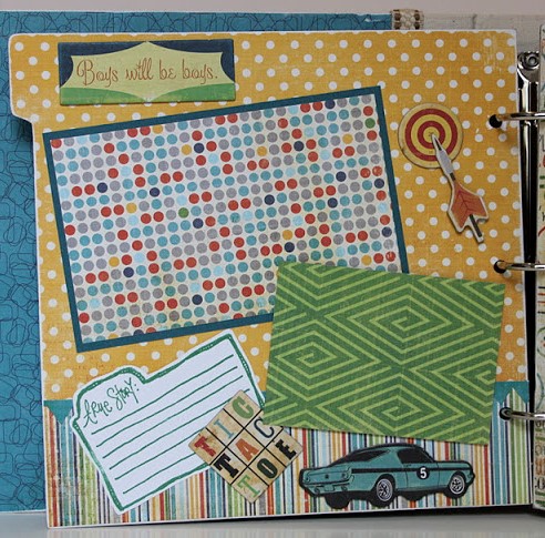 Boy Scrapbook Album Page with cars