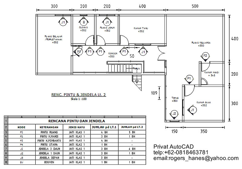 PRIVAT AutoCAD Profesional Gambar Rencana Pintu dan 