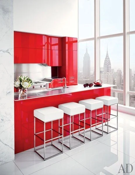 41 desain inspiratif interior dapur minimalis modern bernuansa merah putih