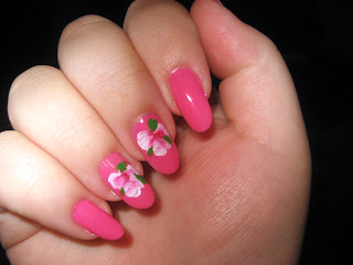 Beautiful Pink Tea Rose Nail Art-1