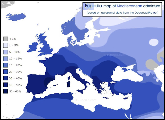 Mapa genético mediterraneo de Eupedia