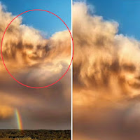 Remaja berjaya rakam imej awan berwajah 'syaitan' seakan bertongkatkan pelangi cantik