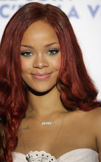 Rihanna Red Hair White Dress