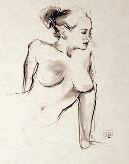 Life drawing, charcoal on paper, by Shannon Reynolds, 2012