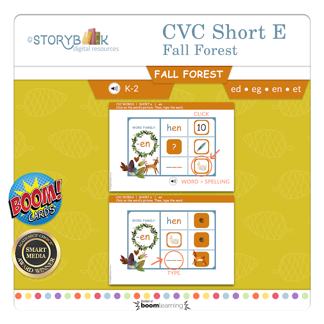 CVC SHORT E WORDS | STORYBOOK Digital Resources | Boom Cards