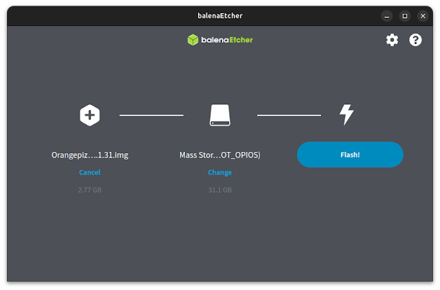 Etcher is ready to write Ubuntu image to SD card