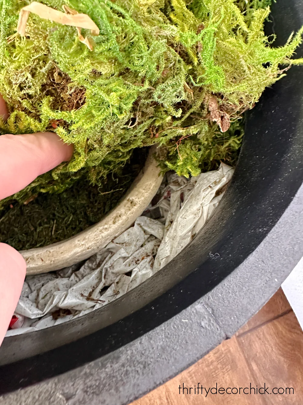 adding bigger planter to fake tree