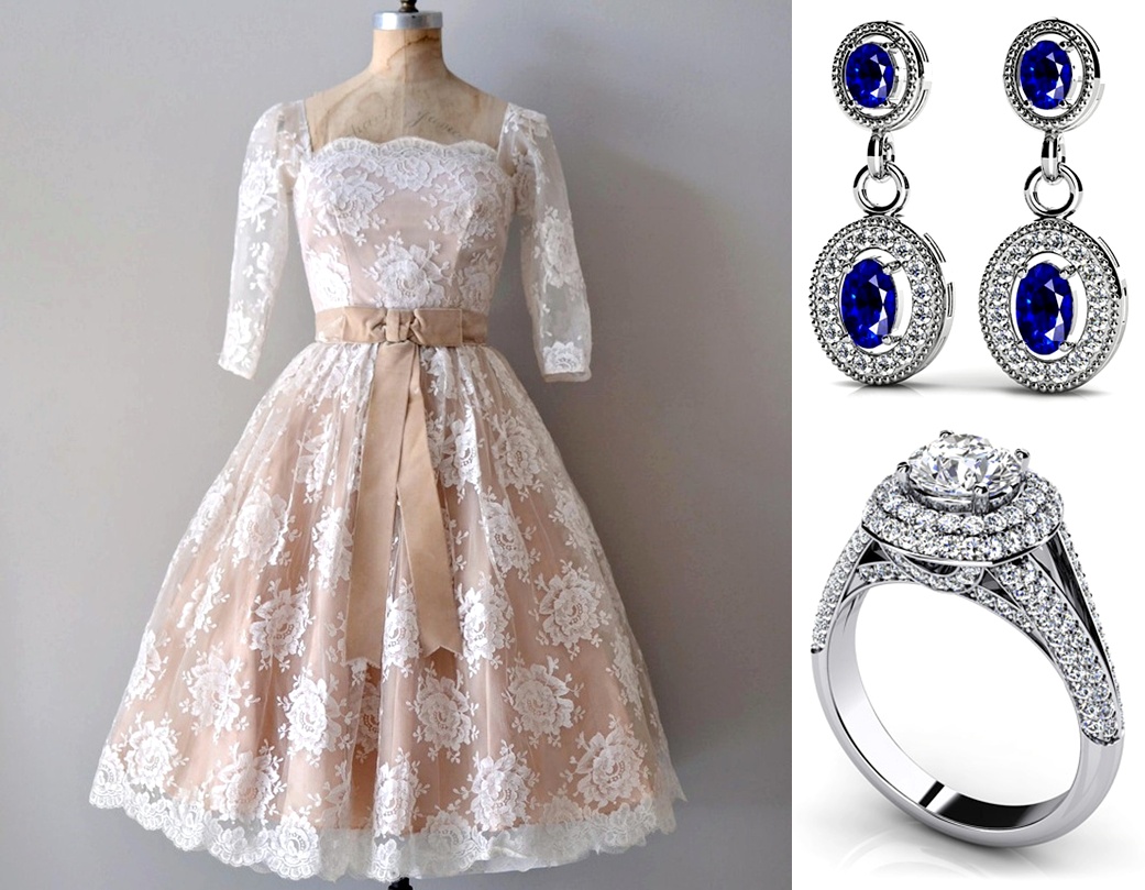 lace wedding dress with rhinestone sash 1950%27s+white+lace++Dress++with+diamond%2C+gemstones%2C+platinum 