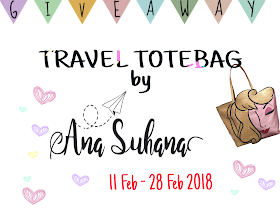 Giveaway : Travel Totebag by Ana Suhana, Giveaway Blogger, Blog, Hadiah, Senarai, Peserta, Pemenang,