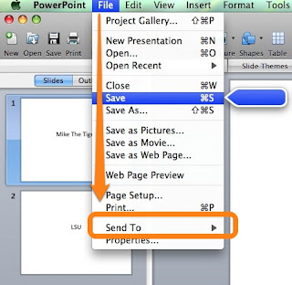 powerpoint for mac file menu send to