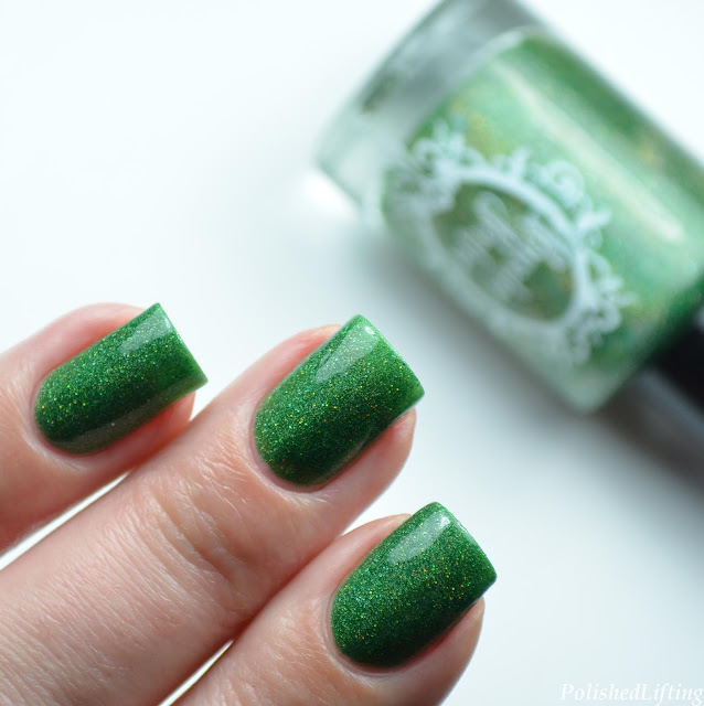 green holographic nail polish swatch