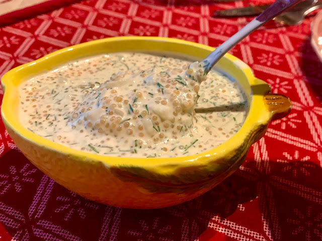 Canadian whitefish roe with sour cream, onion and fresh dill