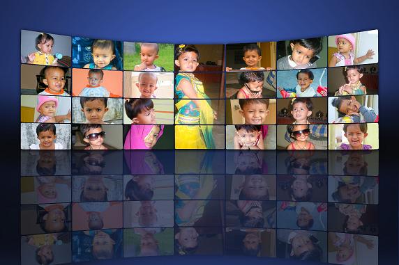 kids phtograph also with mirror image as facebook sytle
