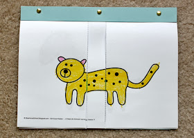 I had a very hard time coming up with animal clip art that matched up well enough to design a flip book. The animals have to be just so for them to work. In the end, I settled on three animals...a cheetah, zebra and alligator. They worked pretty well together.