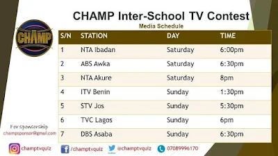 CHAMP Inter-School TV Contest Media Schedule 2019/2020