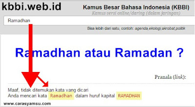 Kata Ramadhan di KBBI