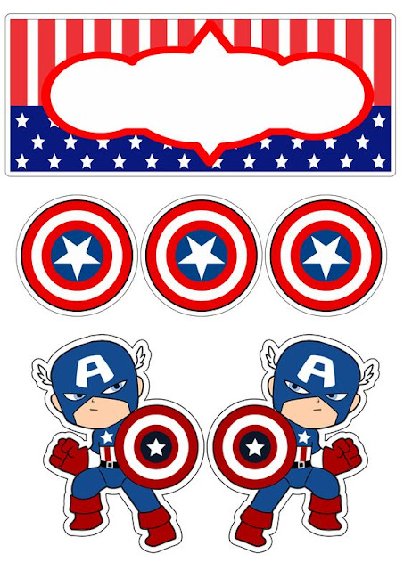 Captain America Bebé: Toppers para Tartas, Tortas, Pasteles, Bizcochos o Cakes para Imprimir Gratis. 