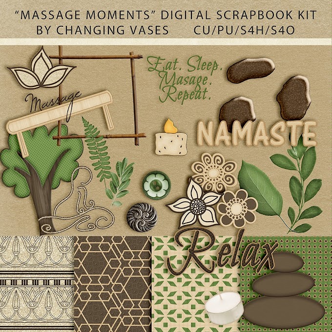 Massage Moments - Digital Scrapbook Kit with Free Journal Cards