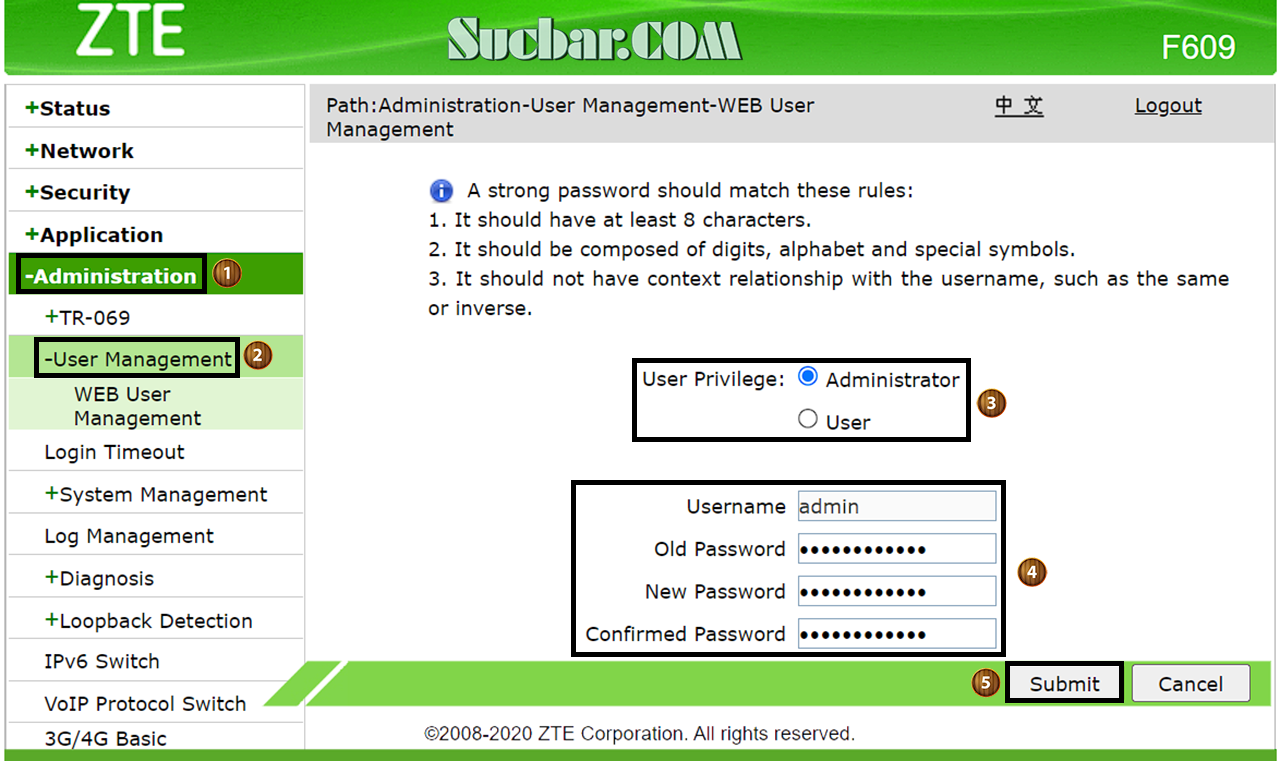 Cara Mengganti Password Login ZTE F609