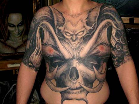 evil bat body tattoo