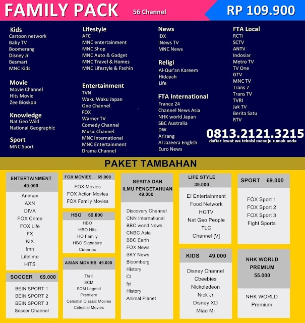 indovision internet MNC Vision Okevision Top TV Transvision Indihome k-vision myrepublic  hinet net1 ofon internet murah