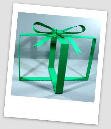 green sculptural box of gift of nothing