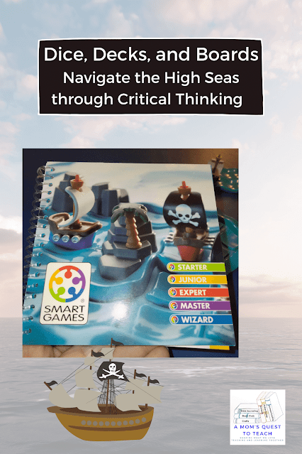 A Mom's Quest to Teach: Dice, Decks, and Boards: Navigate the High Seas through Critical Thinking - Pirates Crossfire puzzle book photo; pirate ship clipart