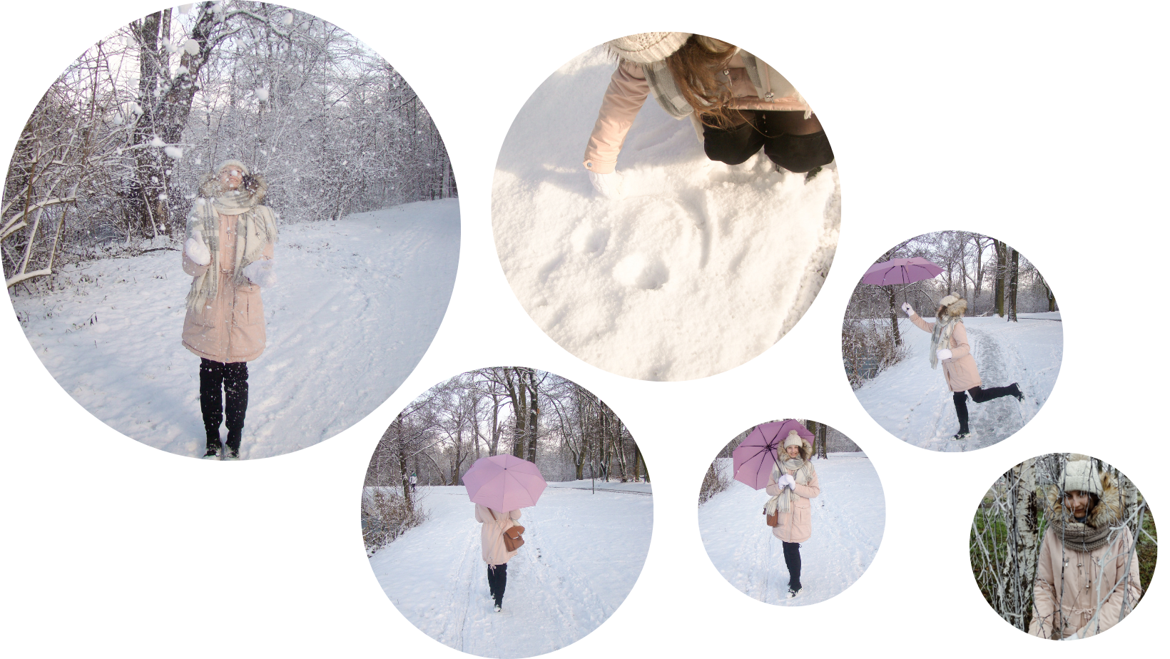 Zimowe zdjęcia na śniegu - kreatywne inspiracje z parasolką i śniegiem.