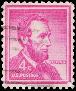 United States Postage Stamp US-1036 Liberty Issue Abraham Lincoln 4 cents 1954