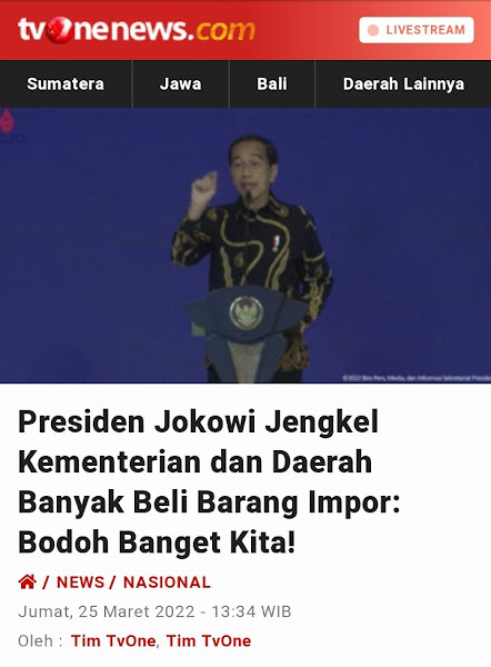 Presiden Joko Widodo dinilai terlalu sering sandiwara dengan kebijakan yang diambil sendir Muslim Arbi: Capek Lihat Sandiwara Jokowi Soal Impor