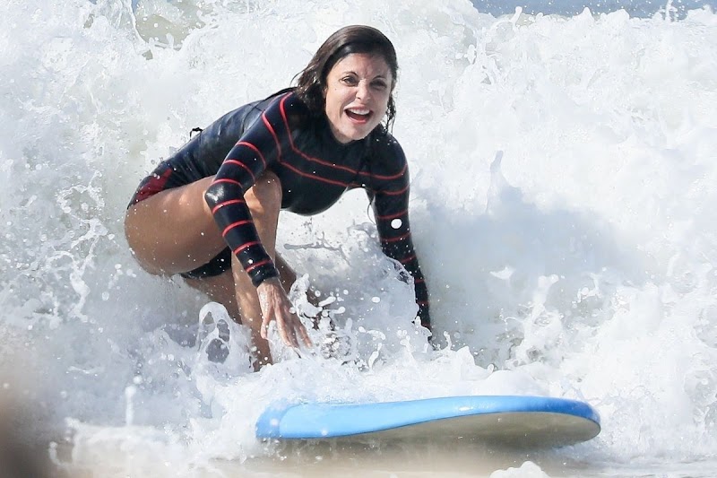 Bethenny Frankel Clicked in Wetsuit on the Waves in The Hamptons 28 Jul -2020