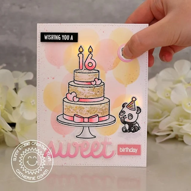 Sunny Studio Stamps: Special Day Birthday Card by Catherine Cohen (featuring Panda Party, Bright Balloon Dies, Sweet Word Die)