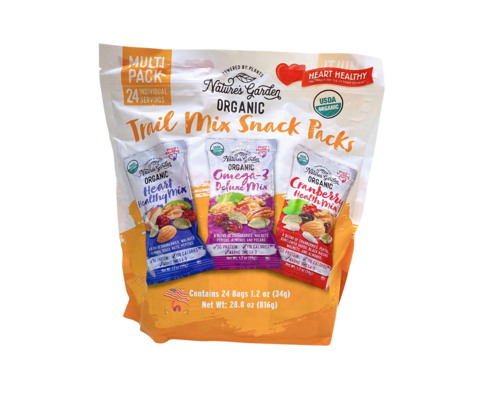 Hạt tổng hợp hữu cơ Trail Mix Snack Packs Organic Nature’s Garden 24 gói