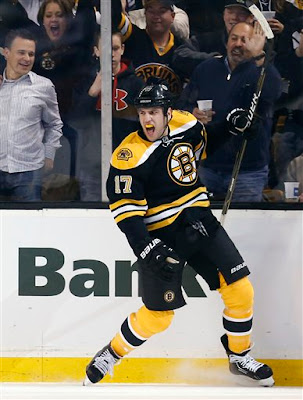 Milan Lucic celebrates his goal