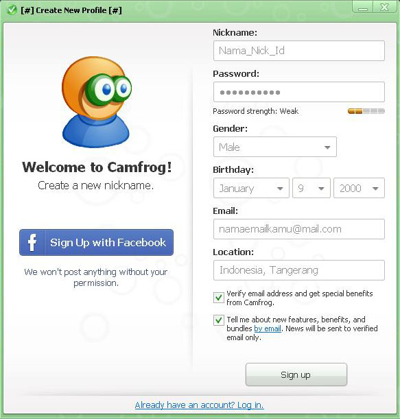 Buat ID Camfrog 6.4 Baru