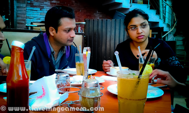 With series of other Team outings in office, here is another quick lunch outing to neighboring Pizza-Hut and this time we were together to celebrate 5 successful years of Vaishali in our Team/Company. Let's check out this Photo Journey through my HTC Desire HD...Completing Five years in our company are very important as employee becomes eligible for taking 4 weeks sabbatical, and of course they get salary for this period :) ... This is one of the unmatchable gift from the company apart from other gifts they offer on completing 5/10/15 years...Although it's sort of unusual to spend continuous 5 years in one Software Company but our work-space is different in that sense. Many folks love to stay back due to unmatchable work-culture and kind of people you meet in the office. Most of the folks in our team have completed 5 years or about to complete, except few who have joined us directly from colleges. Now it's time for Vaishali to plan her sabbatical and I am sure that she will make best use of it.Vaishali had joined during Dec'2006 when team was very small, probably 8 folks in our team, which has reached to the count of 20+ now. During these 5 years, we had lot of fun apart from work. There was a time, when she used to teach us Salsa in office and approximately all team members joined her classes and learned various forms of dance apart from Salsa :) ... Apart from a Creative Photographer, Writer and Blogger, she is active in many of the CSR and social activities around Delhi... We wish her good luck and hope to see lot more successful things happening in future...Sourabh, Andaleeb and Anchita having some serious discussion on lunch table :) .. btw, there is rule of our Lunch Table and no one is supposed to talk about work related stuff. If someone does that, s/he needs to give party to everyone on that table. This special type of treat is called as - 'Munh-Bharai' !!!Drinks have arrived but still Saurabh and Ankur are waiting for something to eat...These were few photographs I could click on that day and missed Akshaya, Surender, Vaishali & Monif...Congrats Again Vaishali !!! 