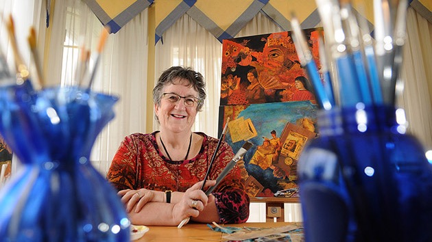 Photo of Christine in her studio.