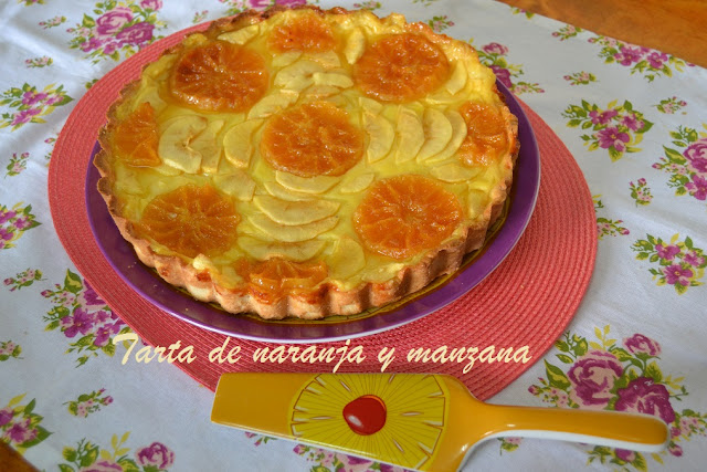 TARTA DE CREMA CON MANZANA Y NARANJA 